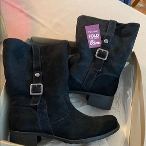 Black suede boots size 8.5 w/box
